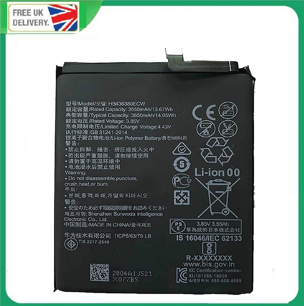 Huawei P30 replacement battery HB436380ECW 3650mAh