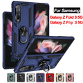For Samsung Galaxy Z Flip3/Z Fold3 5G Magnetic Armor Stand Ring Back Case Cover