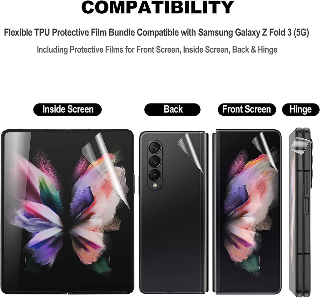 For Samsung Galaxy Z Fold 3 Main screen & front & back Screen Protector Film 5G