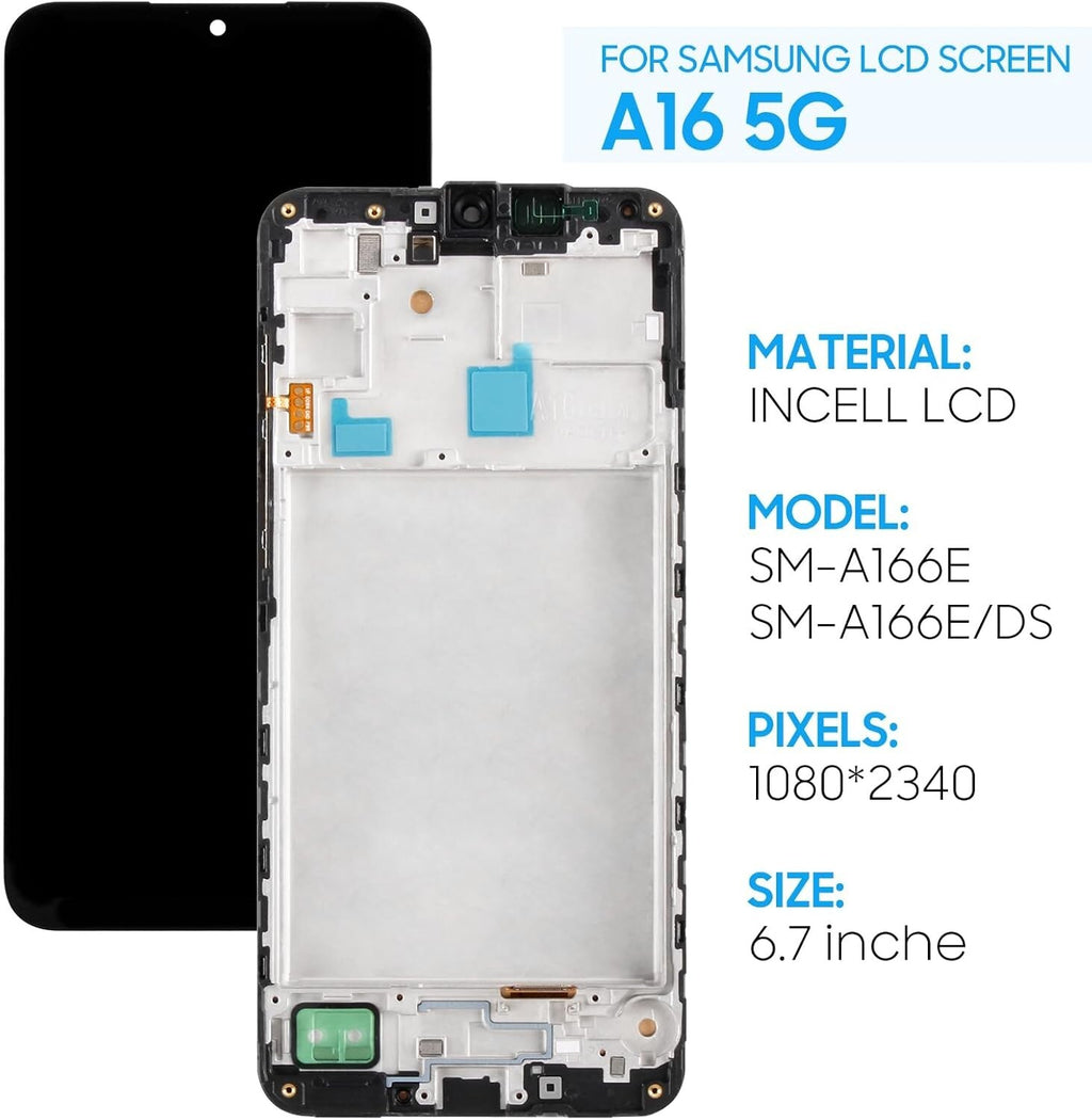For Samsung Galaxy A16 5G SM-A166 A166B LCD Display Screen Replacement+Frame