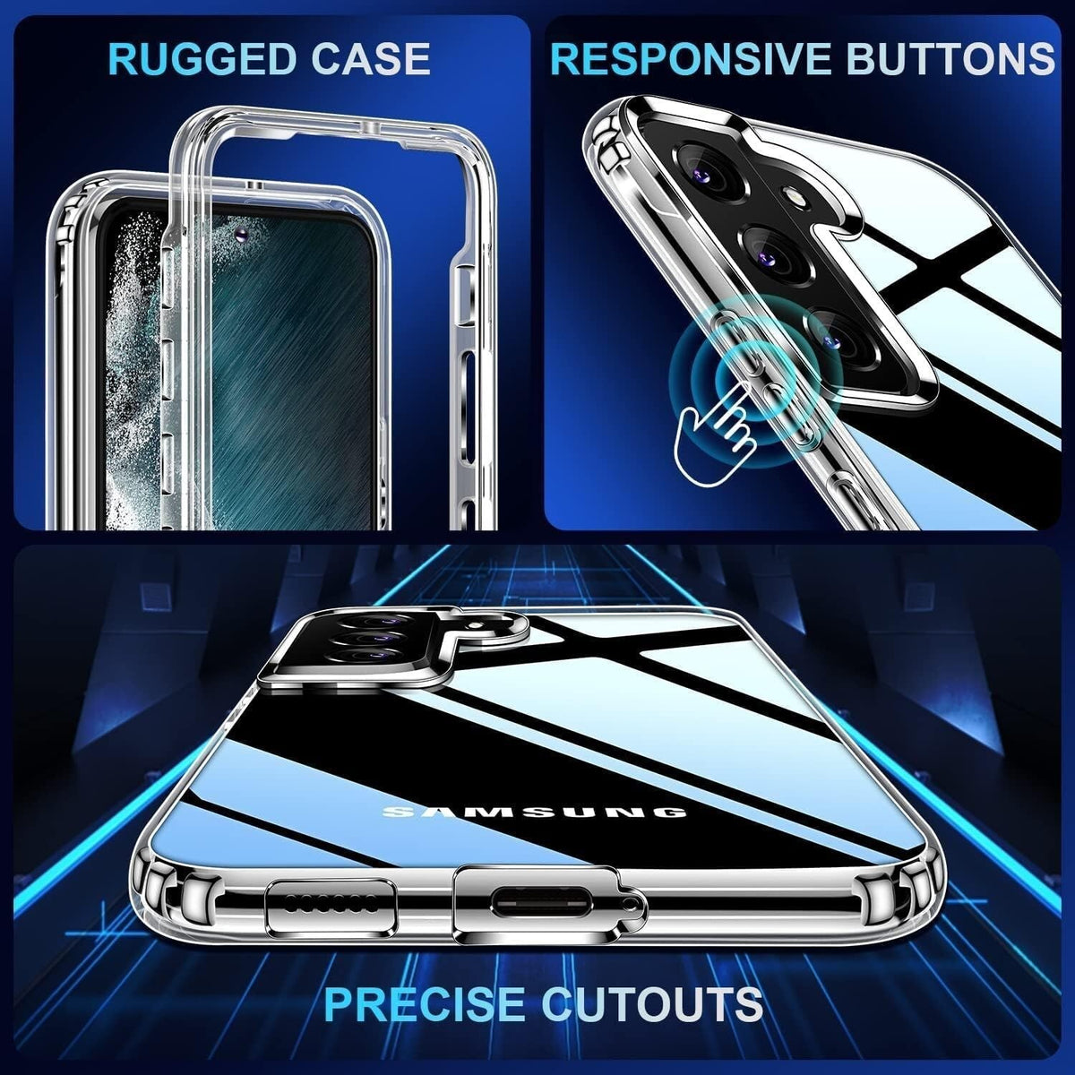 CLEAR FULL 360 Case for Samsung S22 S23 S24 FE Plus Ultra Shockproof Phone Cover