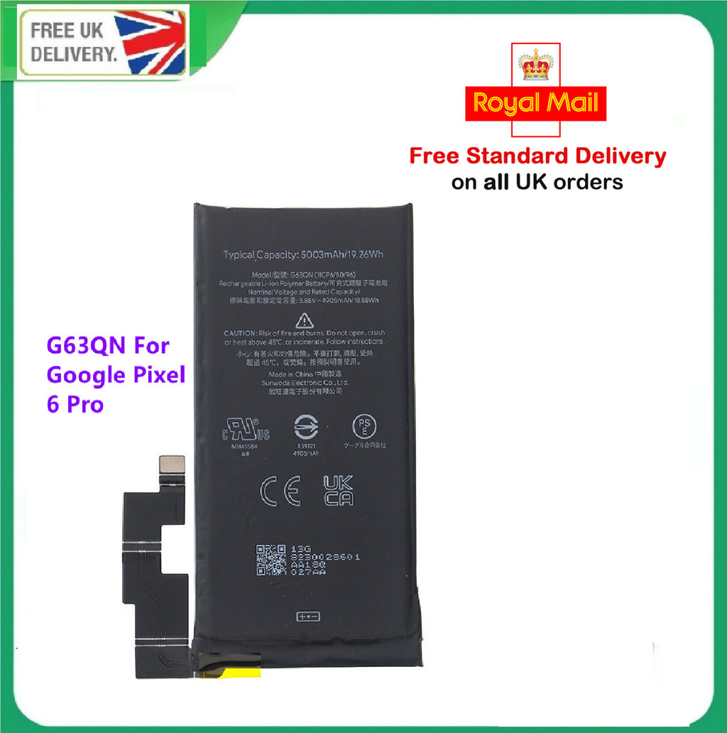 For Google Pixel 6 Pro Replacement Battery 5000 mAh G63QN GLUOG G8VOU