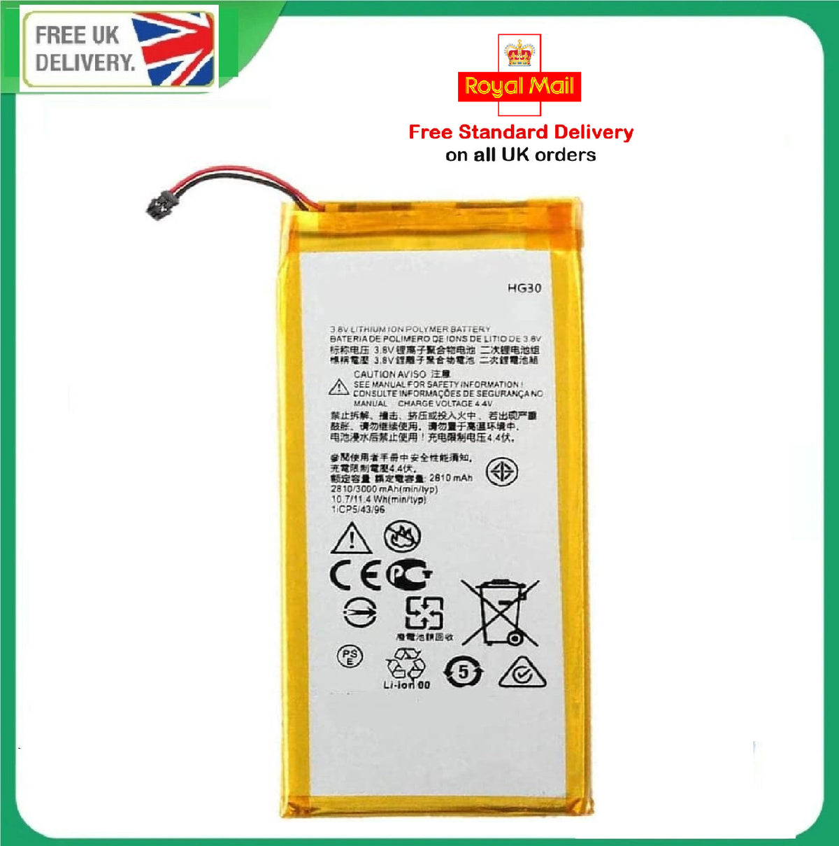 Replacement Motorola Moto G6 Battery HG30 3000mAh XT1925 XT1925-10