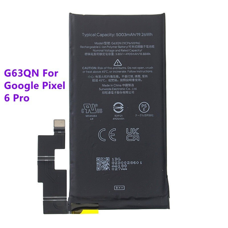 For Google Pixel 6 Pro Replacement Battery 5000 mAh G63QN GLUOG G8VOU