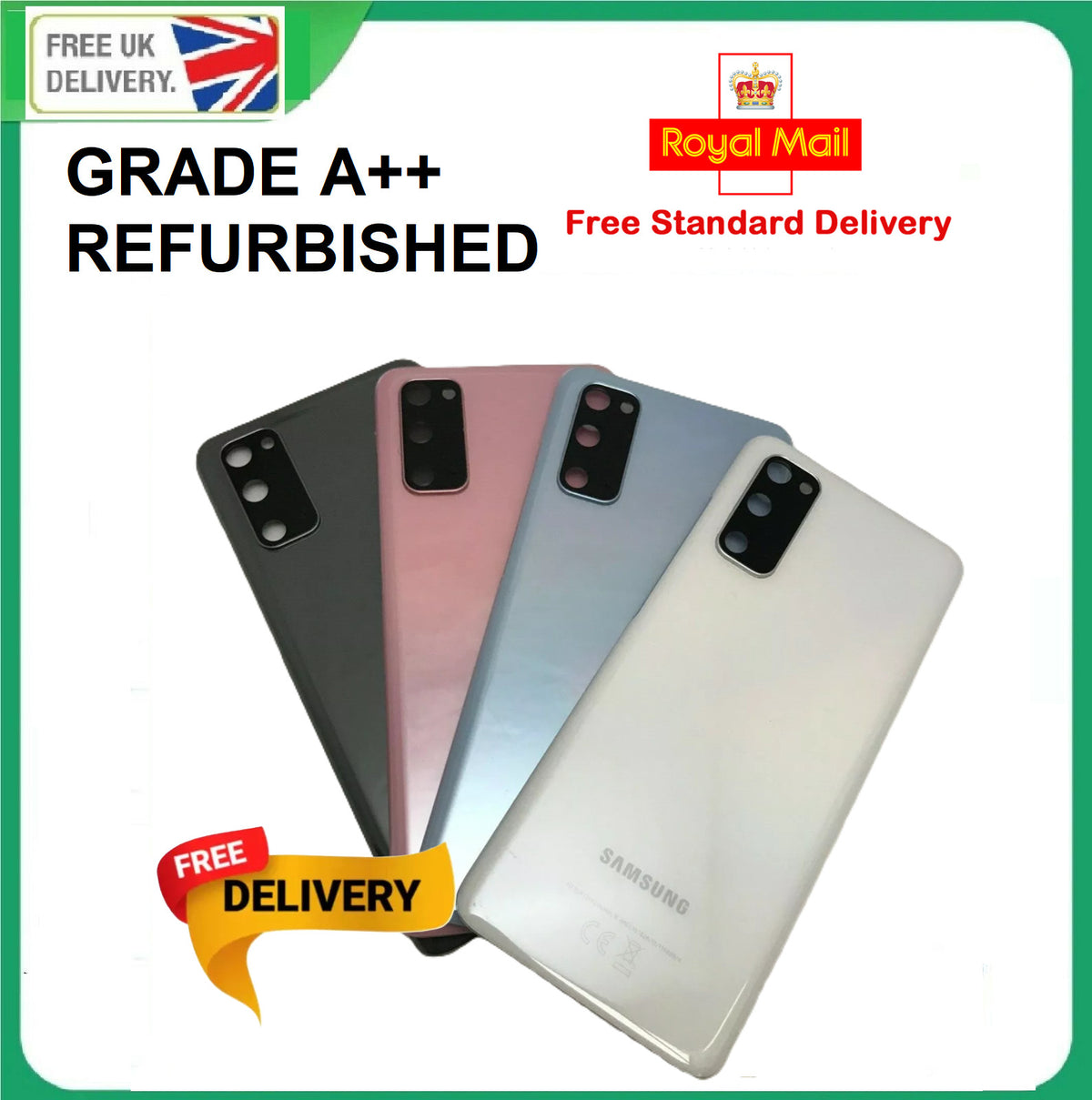 For Samsung S20 FE G780 Replacement Rear Back Glass Battery Cover Camera Lens UK