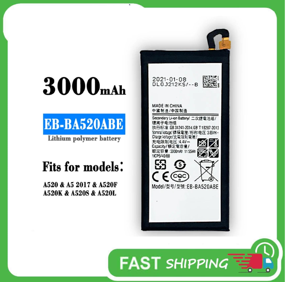 For Samsung Galaxy A5 2017 battery EB-BA520ABE SM-A520 Battery Replacement