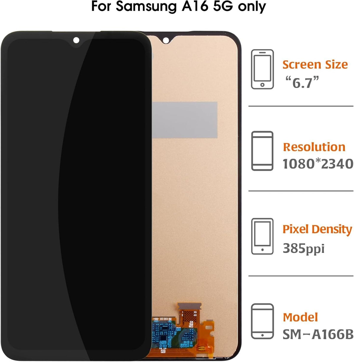 For Samsung Galaxy A16 5G SM-A166B/DS A166E LCD Display Screen Replacement+Frame