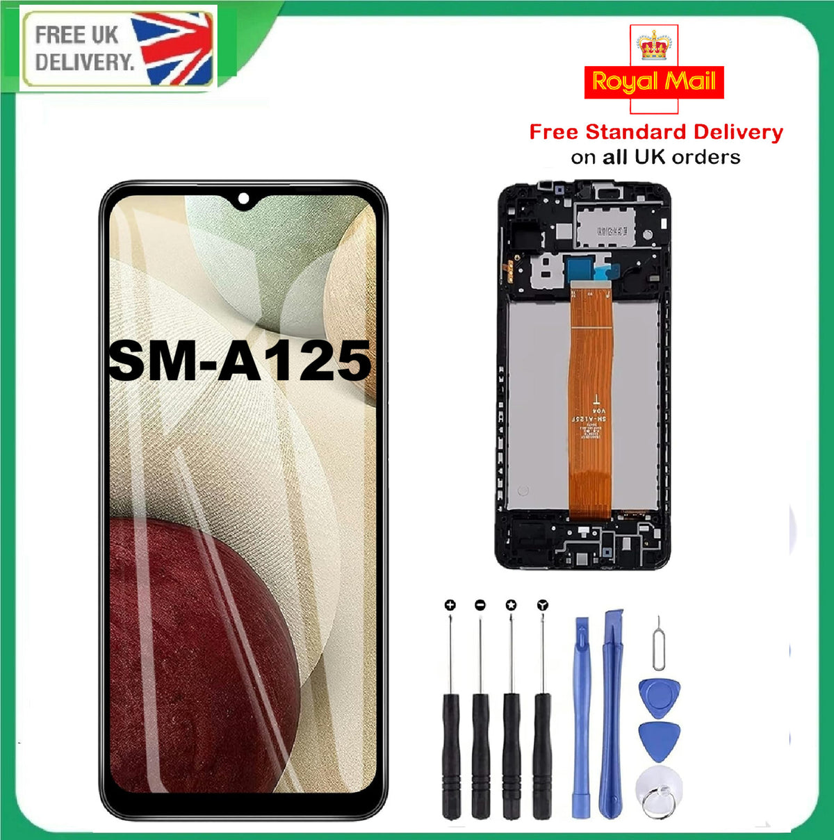 For Samsung Galaxy A12 2020 SM-A125F LCD Display Screen Touch Digitizer+Frame
