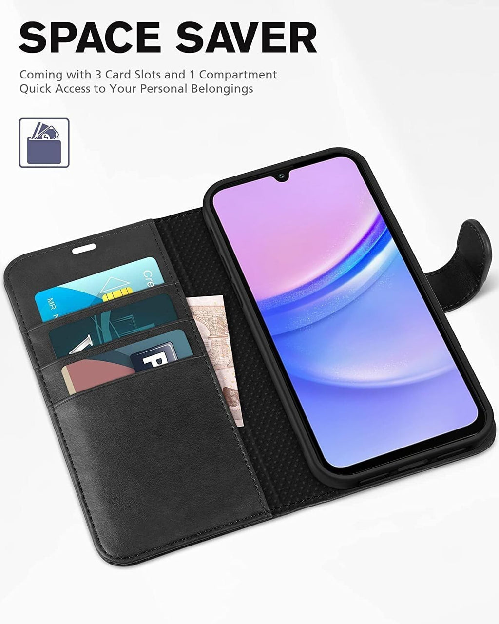 Samsung Galaxy A15 Shockproof Phone  Case Leather Wallet Flip Cover+screen Glass