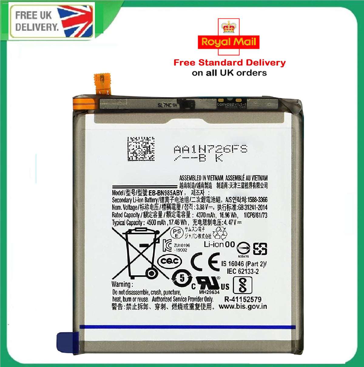 For Samsung Galaxy Note 20 Ultra Replacement Battery 4500mAh (EB-BN985ABY)