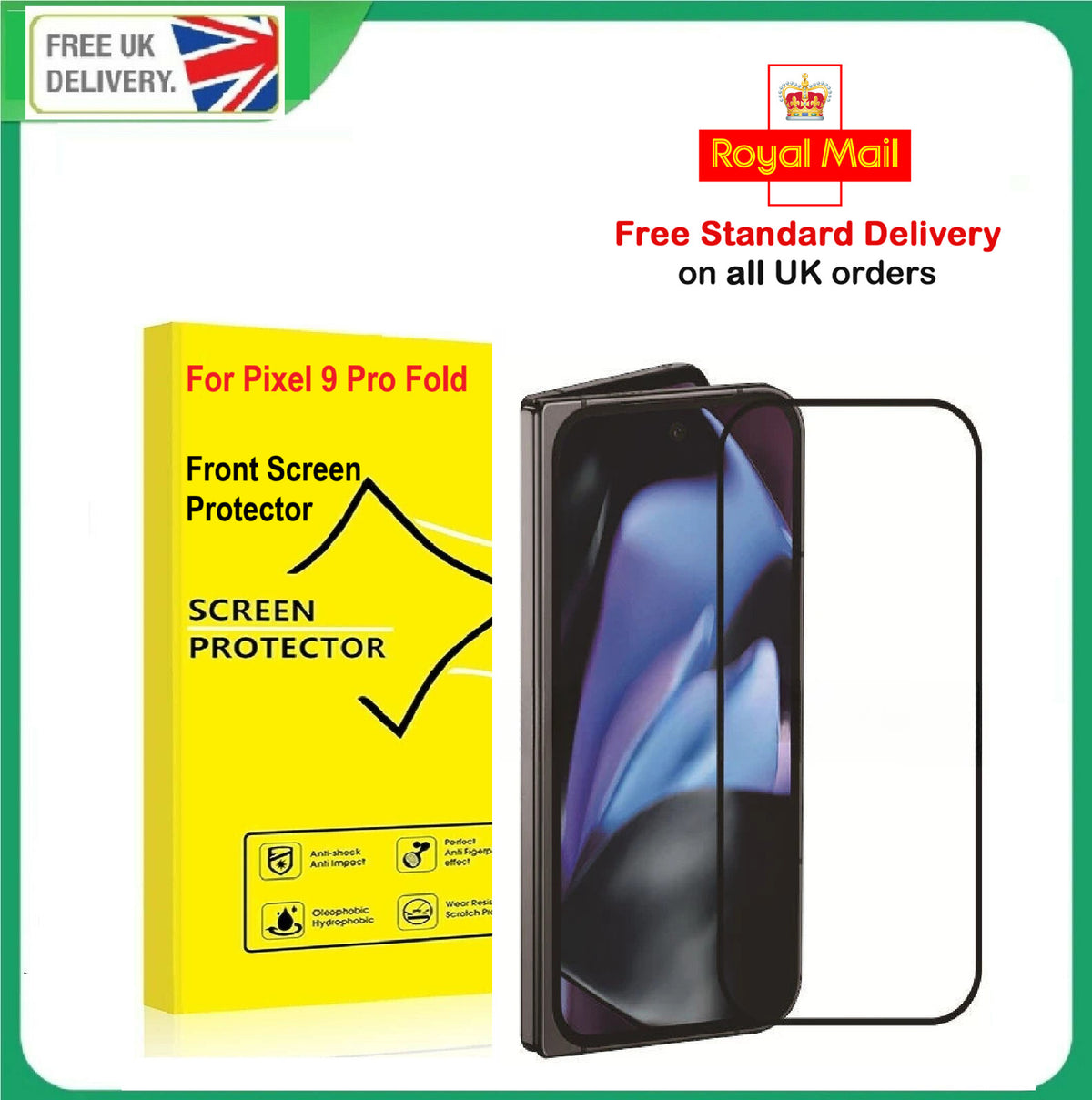 For Google Pixel 9 Pro Fold Screen Protector Tempered Glass Front LCD Protector