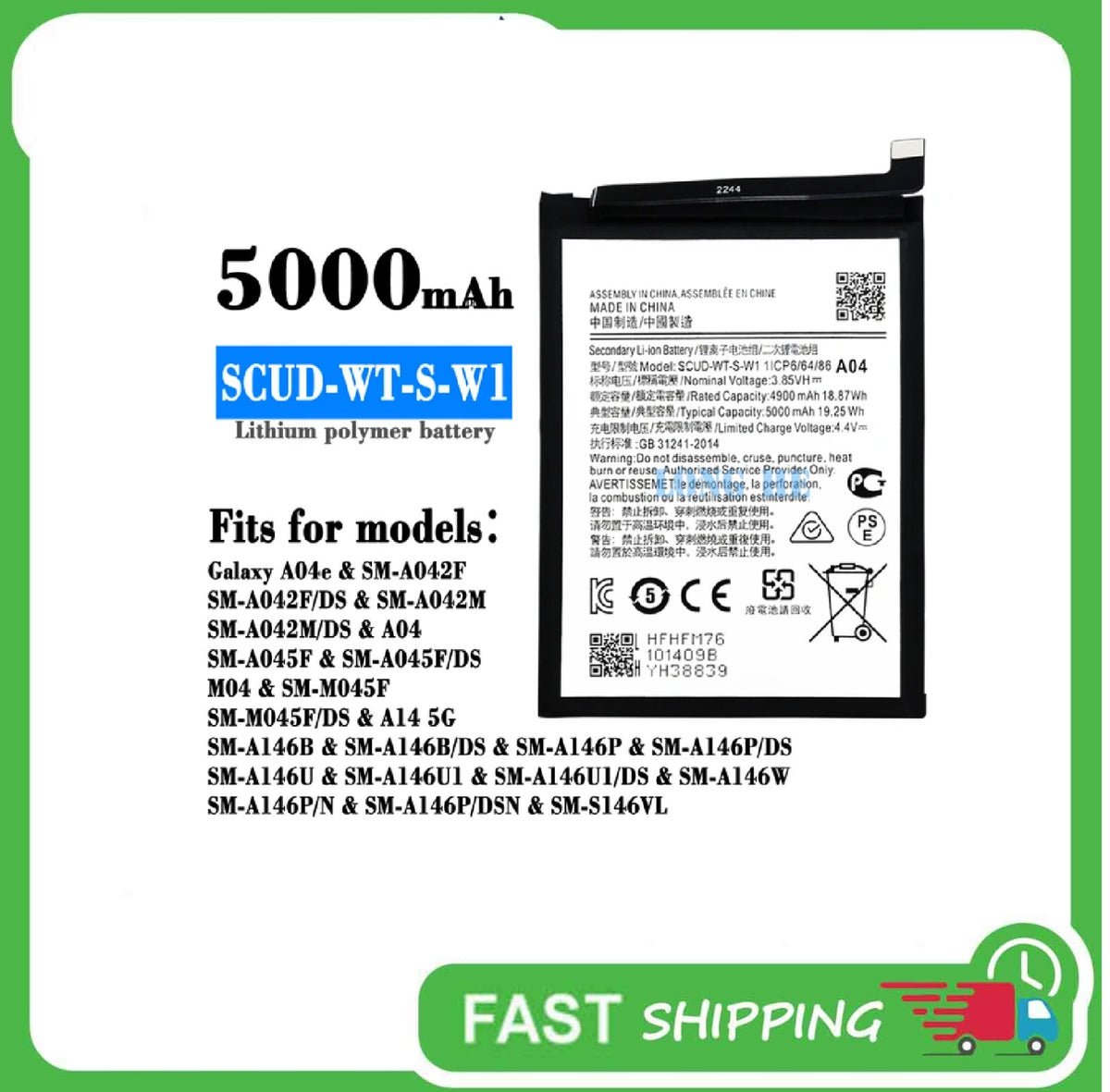 For Samsung Galaxy A04 A04E A14 A14 5G A22 5g Battery SCUD-WT-W1 EB-BA226ABY