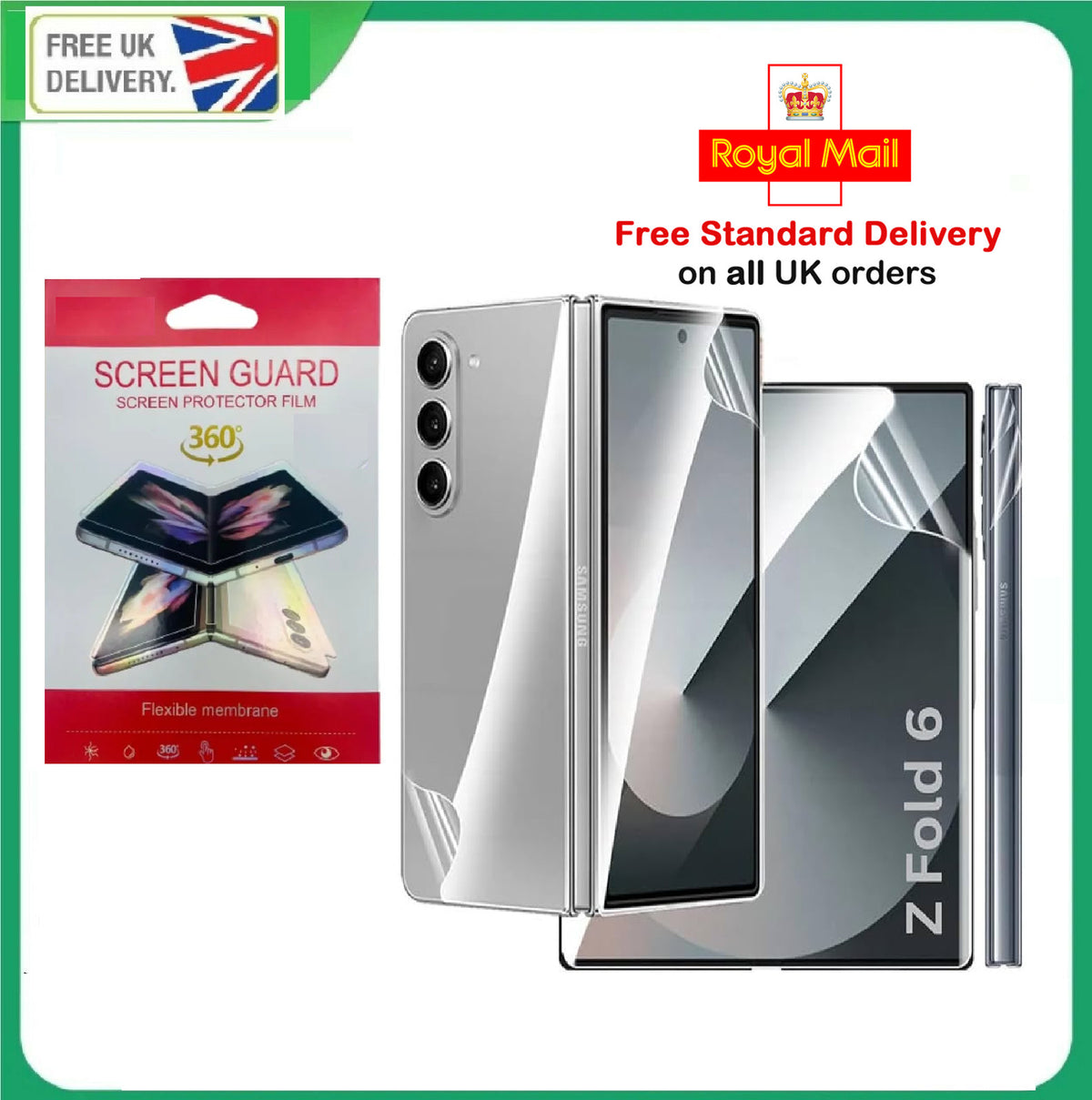 For Samsung Galaxy Z Fold 6 Hydrogel Front Back Soft Film Screen Guard Protector