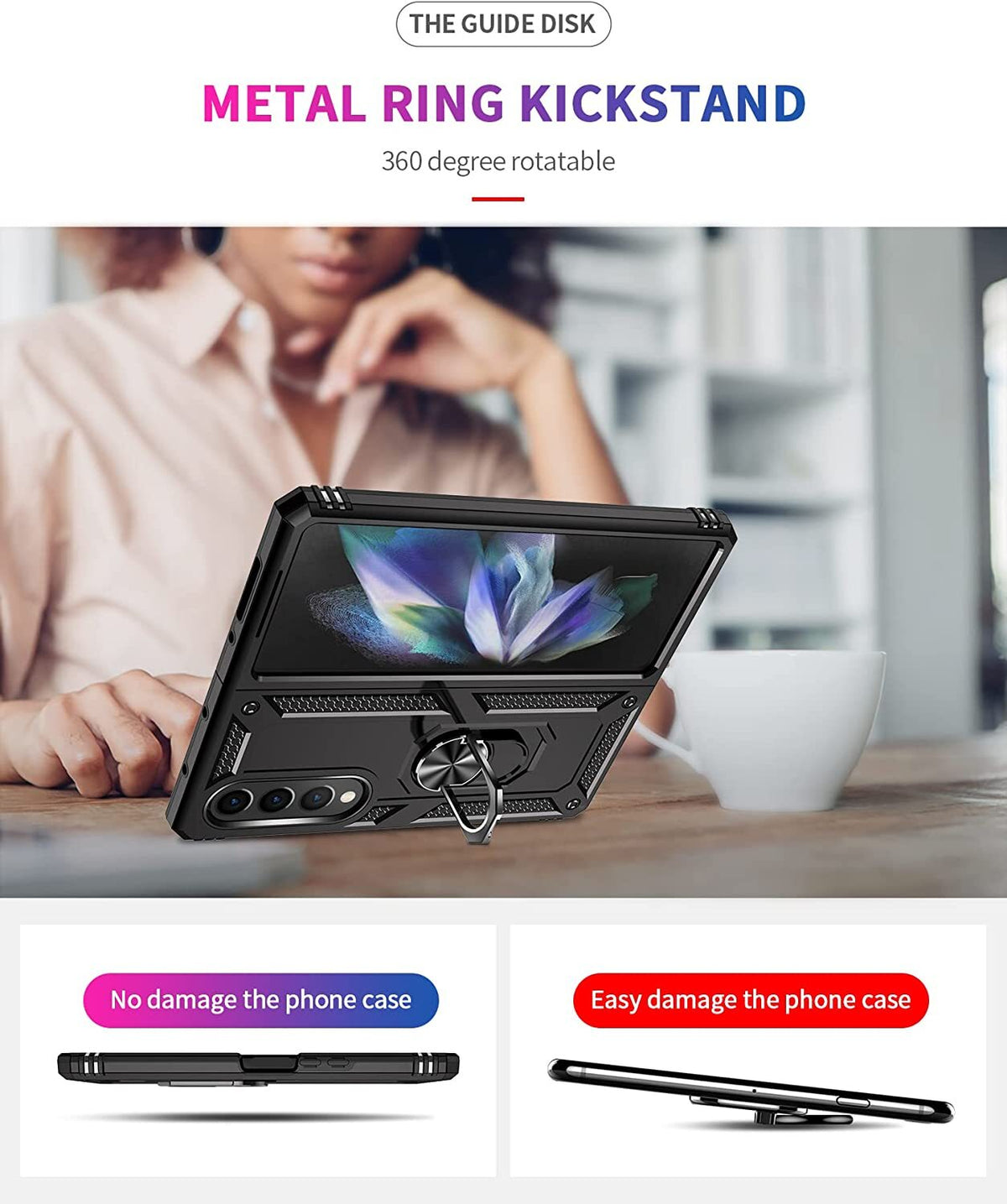 Bumper Armor Case For Samsung Galaxy Z Fold 4 3 5 Shockproof Stand Rugged Cover