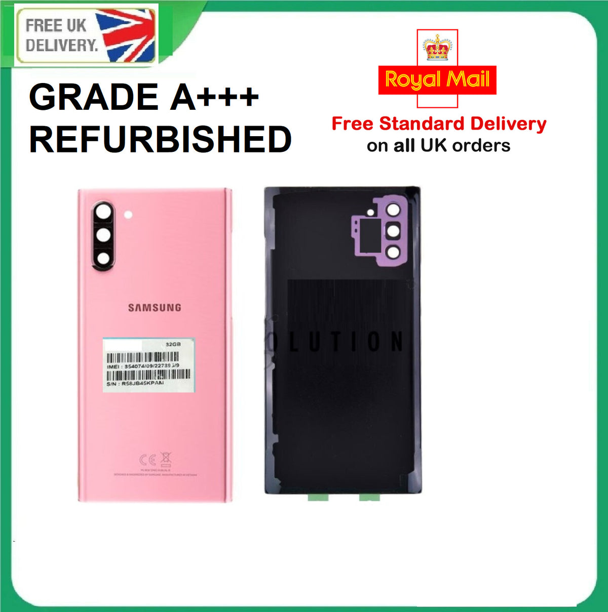 For Samsung NOTE 10 N970F Rear Back Glass Battery Cover  Panel WITH LENS UK