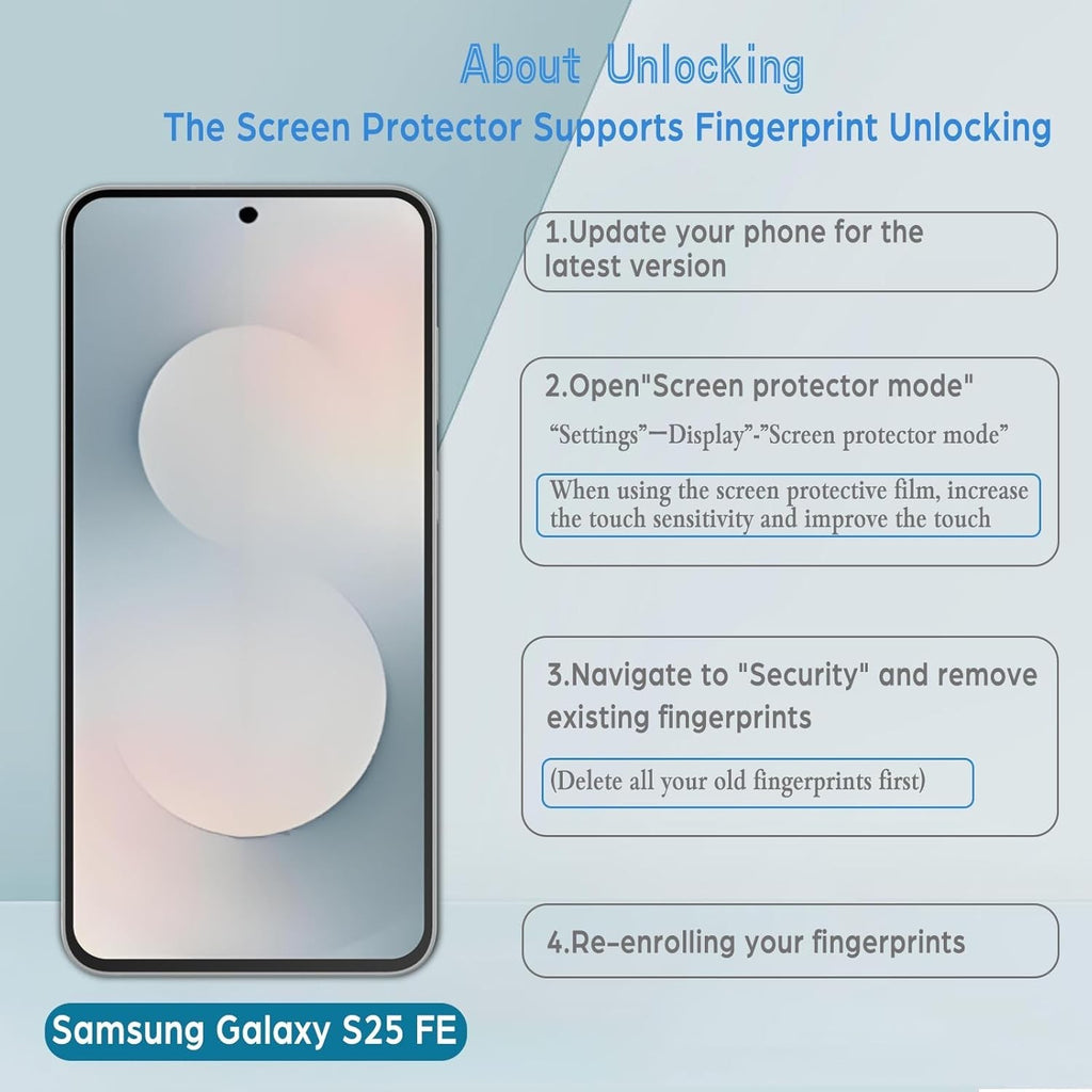 For Samsung Galaxy S25 FE Tempered Glass Screen Protector Cover Tempered Glass