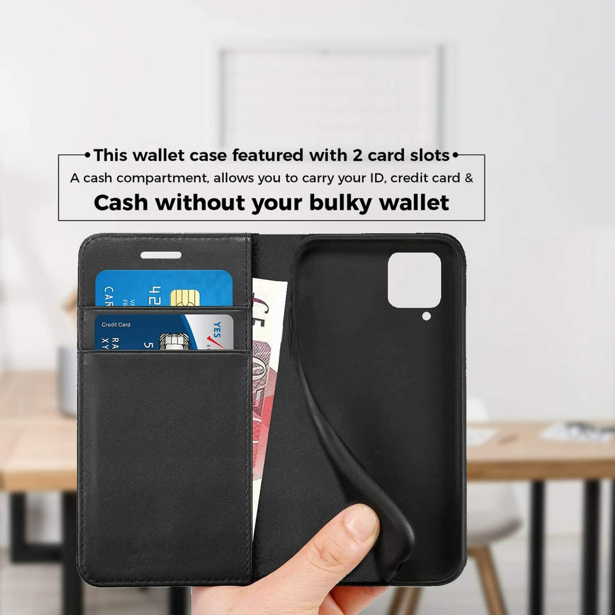 For Samsung Galaxy A12 Case Leather Wallet Book Flip Stand Cover for A12 Phone
