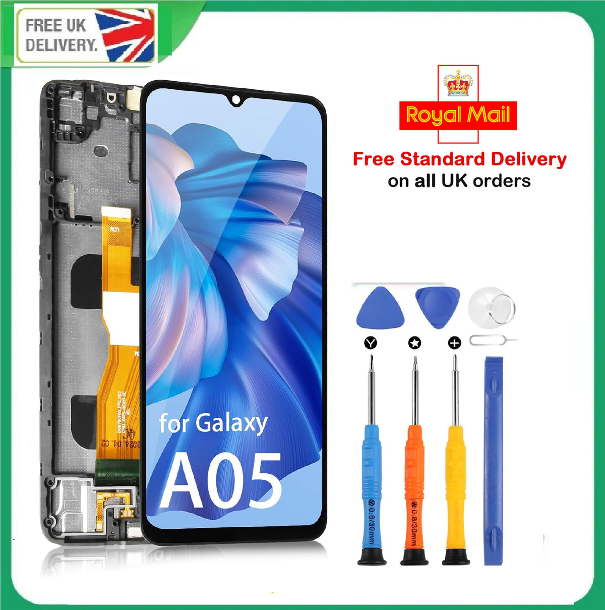 For Galaxy A05 A055 SM-A055F A055F/DS A055M/DS LCD Display Touch Screen Frame
