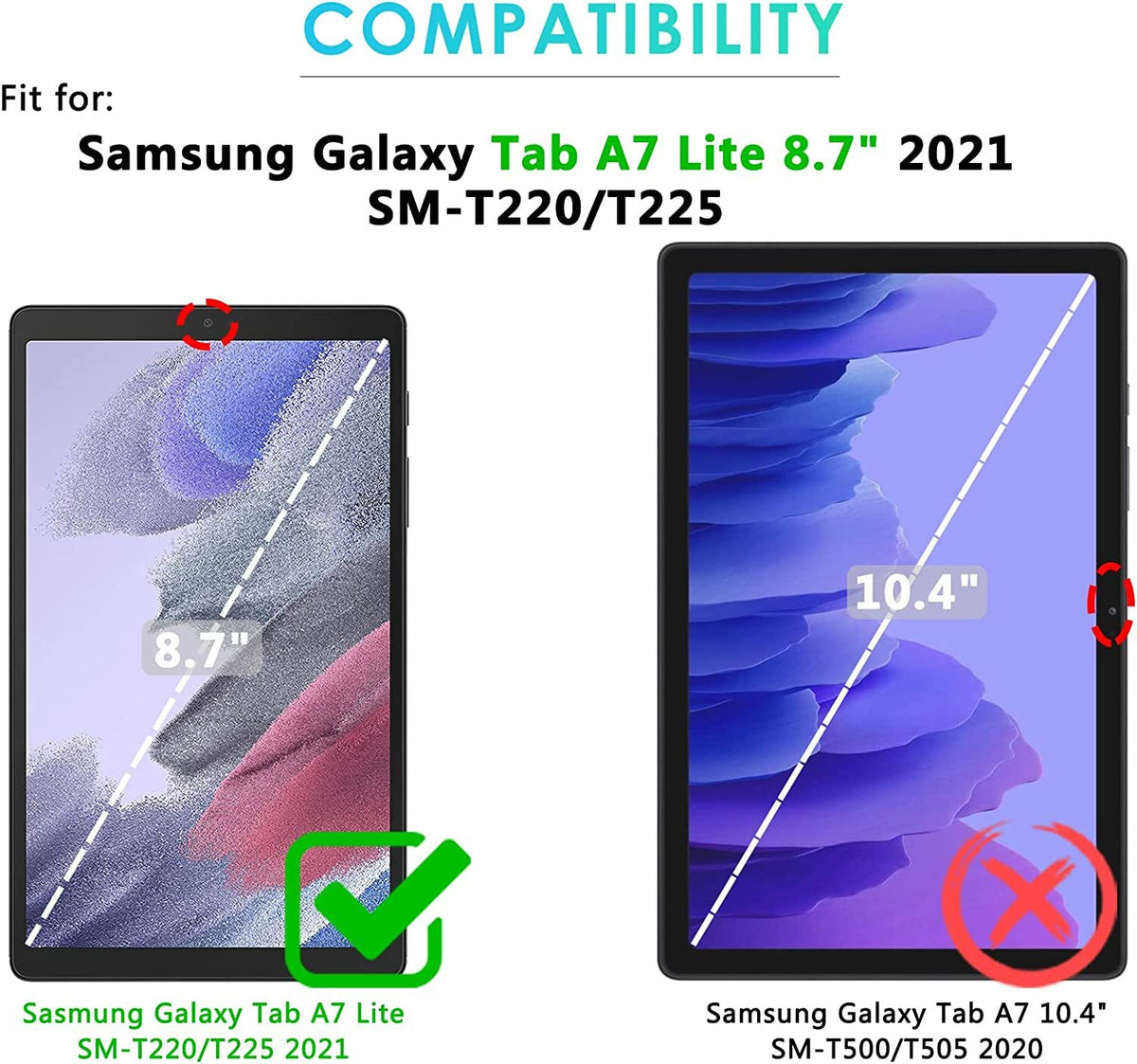 Case For Tab A7 Lite 8.7" Samsung Galaxy Flip Smart Stand Cover SM-T220 SM-T225