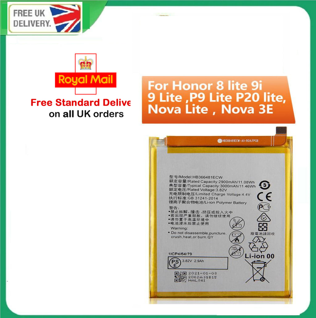 For Huawei P9 / Y7 2018 P20 Lite 2018 Replacement Battery HB366481ECW 3000mah