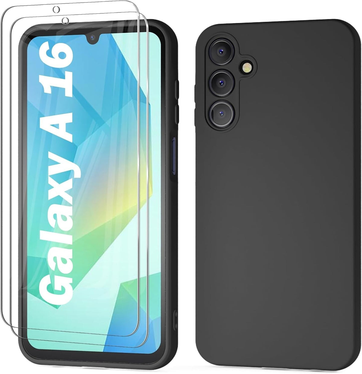 For Samsung Galaxy A16 Screen Protector + Case Liquid Silicone Shockproof Phone