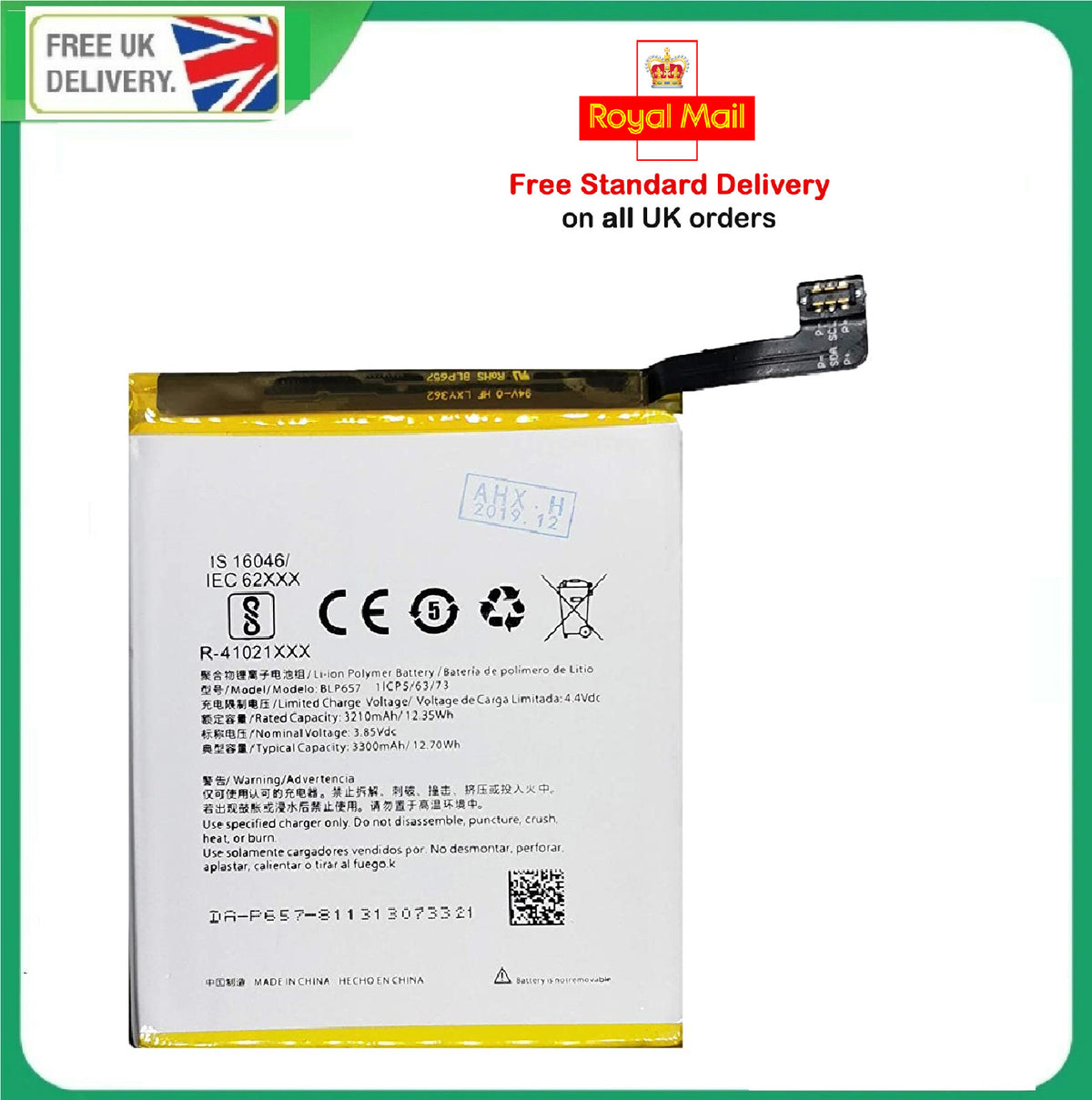 For One Plus OnePlus 6 Battery 3300mAh BLP657 A6000 A6003
