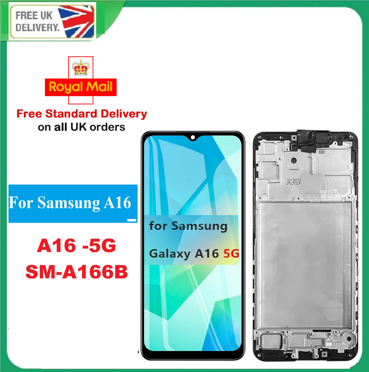 For Samsung Galaxy A16 5G A166 OLED Display Touch Screen Replacement LCD Frame