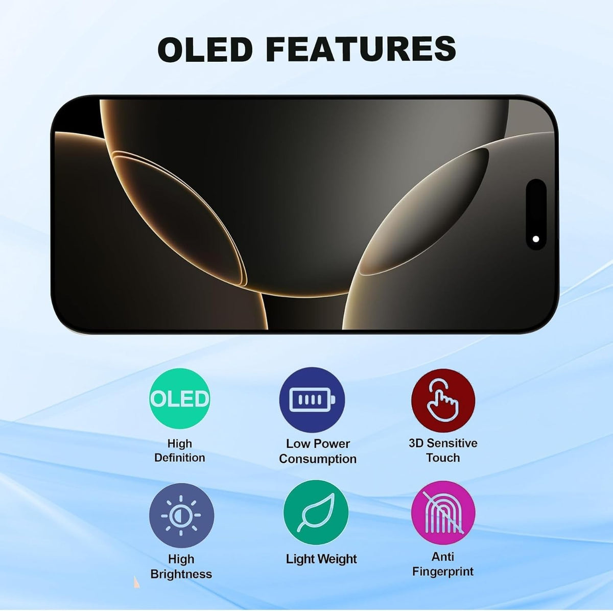 Soft OLED For iPhone 16 Pro Replacement Ultra HD Screen Touch Display Digitizer