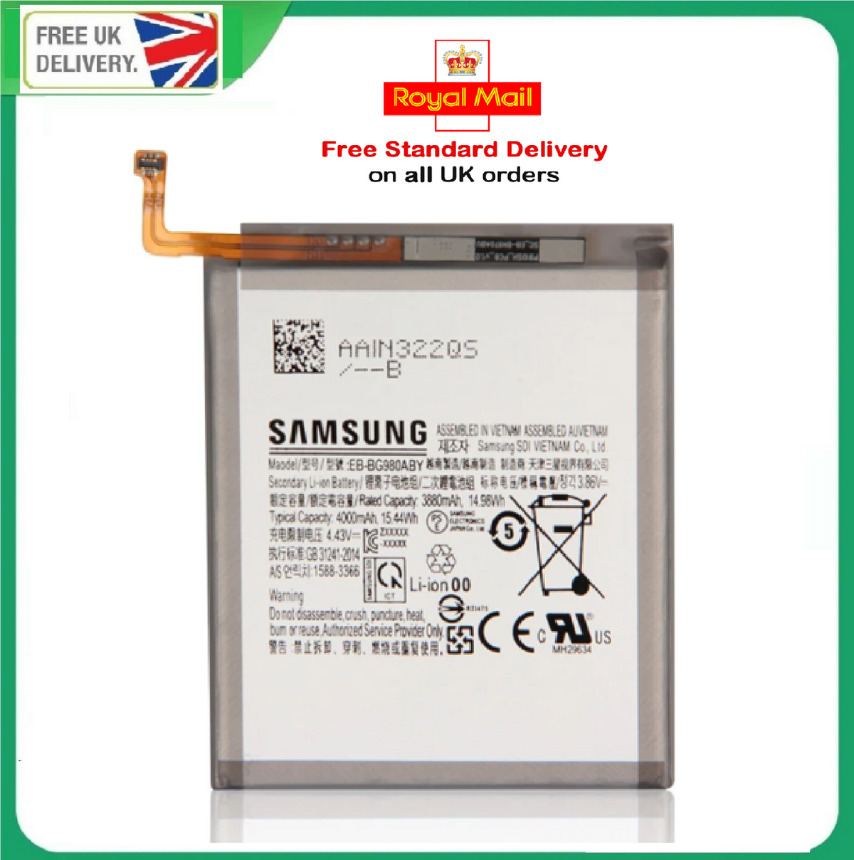 Genuine Samsung EB-BG980ABY battery for Galaxy S20