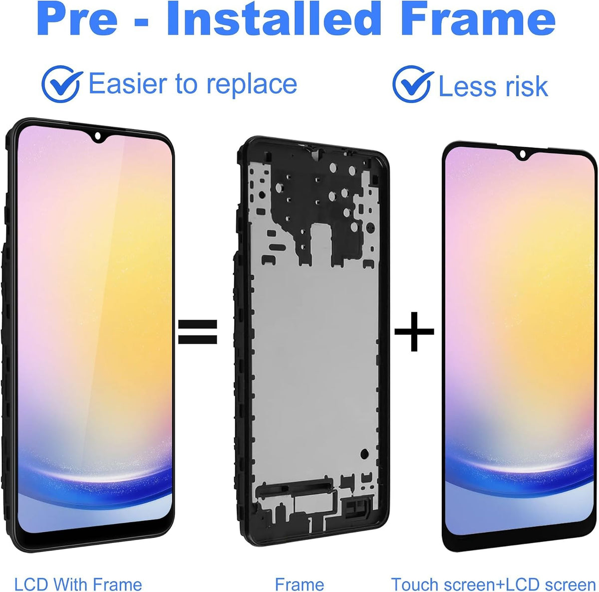 For Samsung Galaxy A25 5G SM-A256 LCD Display Digitizer Screen Replacement+Frame