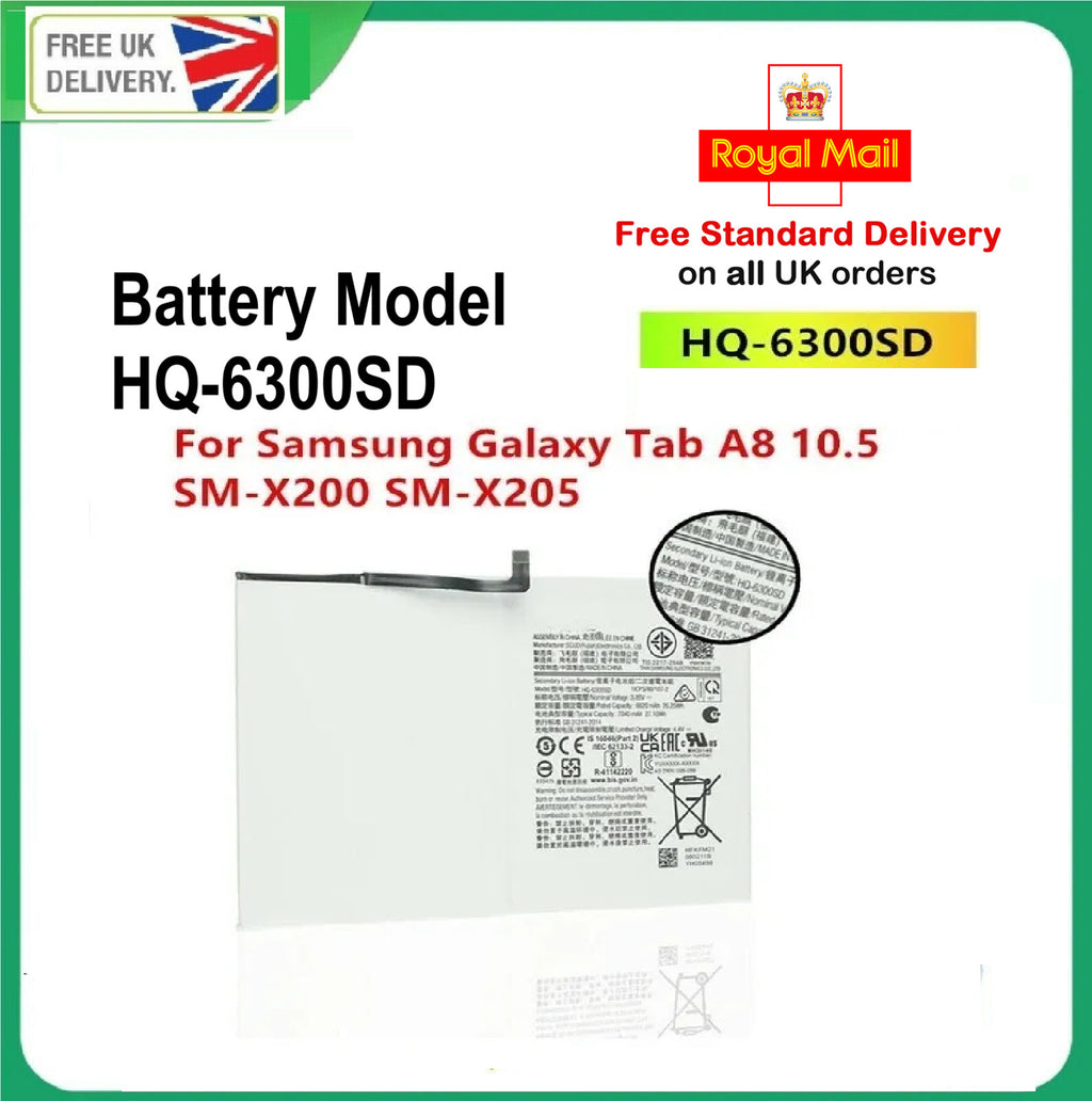 For Samsung Galaxy Tab A8 10.5 X200 X205 Replacement Battery HQ-6300SD Tab A8
