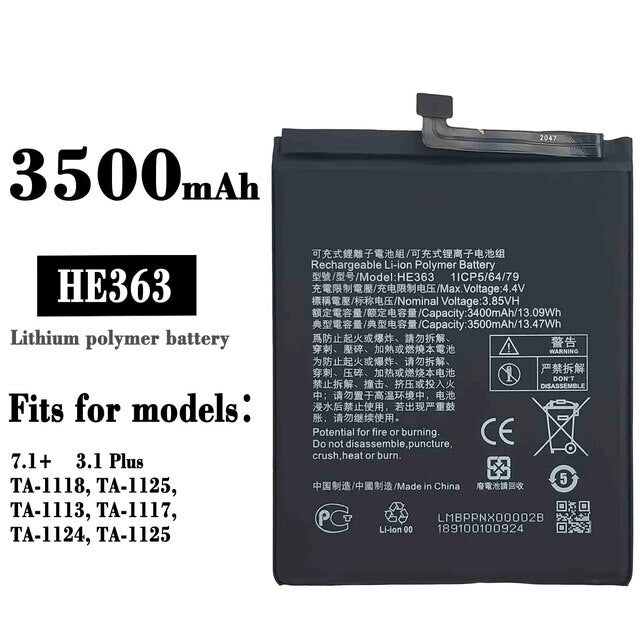 For Nokia HE363 Replacement Battery For Nokia 8.1 TA-1099 TA-1113 1115 3500mAh