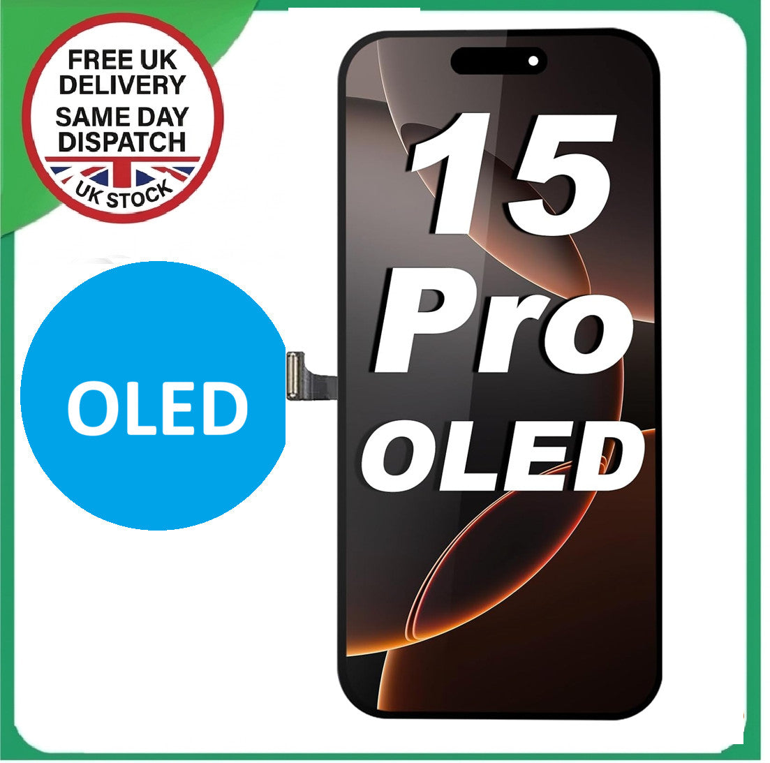 OLED Screen for iPhone 15 Pro Replacement Screen 3D Touch Display SOFT OLED LCD