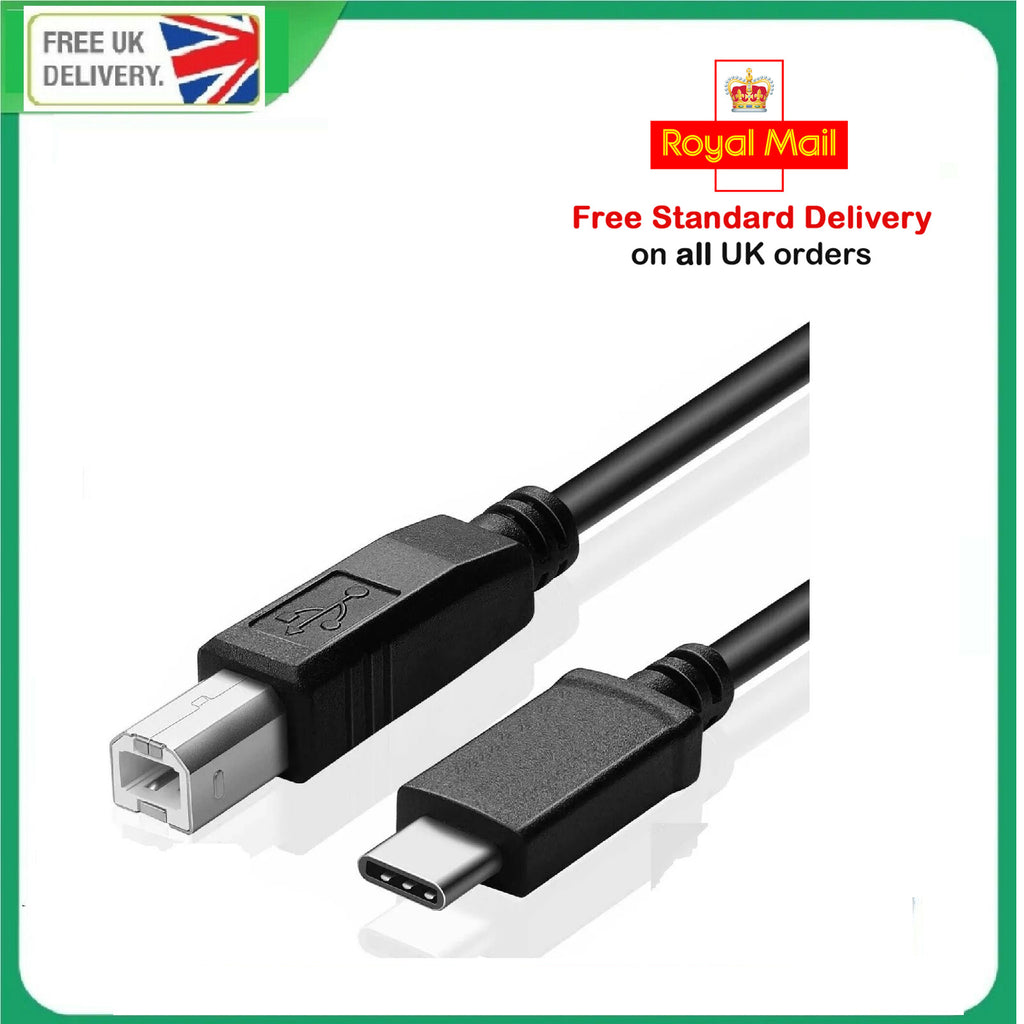 USB Type C to USB Type B Cable Lead For Printer HP Canon Brother Epson Phone 1m