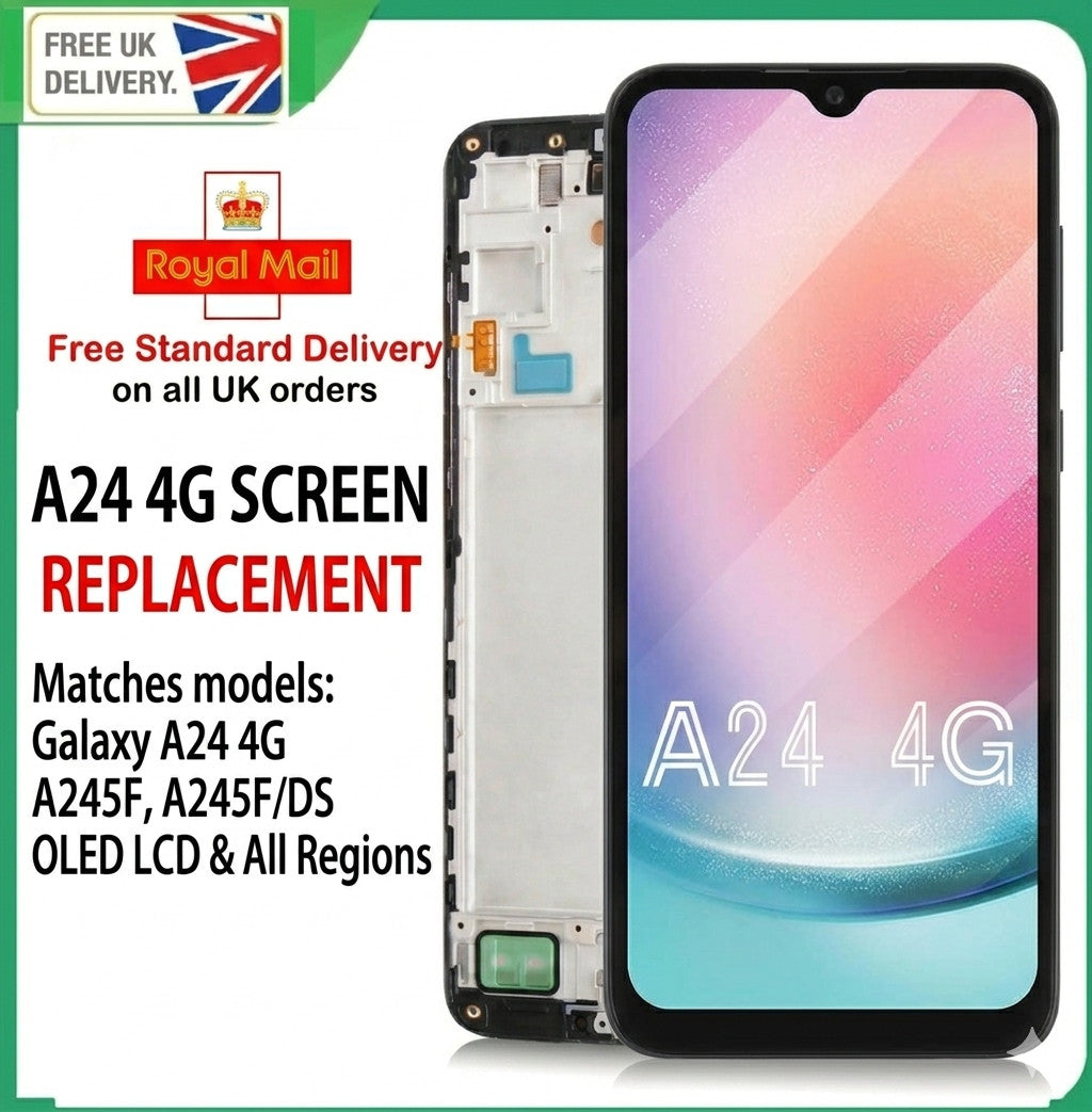 For Samsung Galaxy A24 4G SM-A245F OLED LCD Display Touch Screen Digitizer Frame