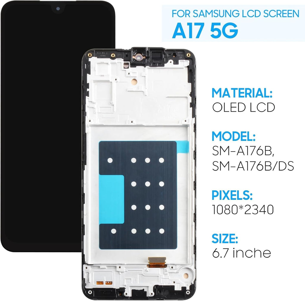 Samsung Galaxy A17 6.67" 5G SM-A176B, SM-A176B/DS OLED LCD Display Touch + Frame