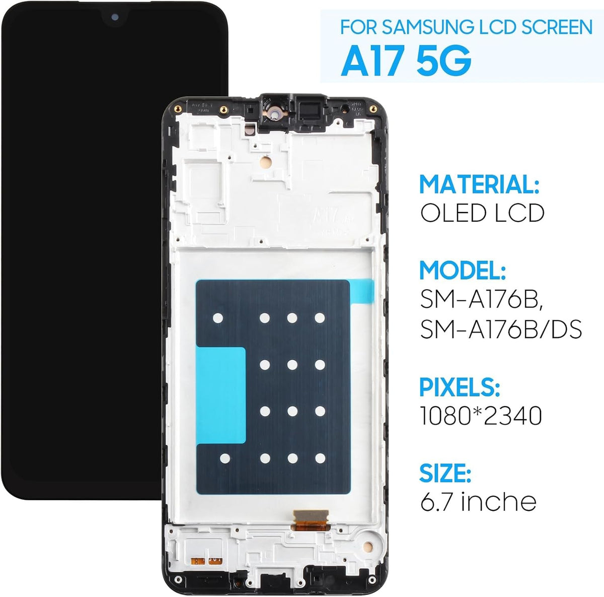 Samsung Galaxy A17 6.67" 5G SM-A176B, SM-A176B/DS OLED LCD Display Touch + Frame