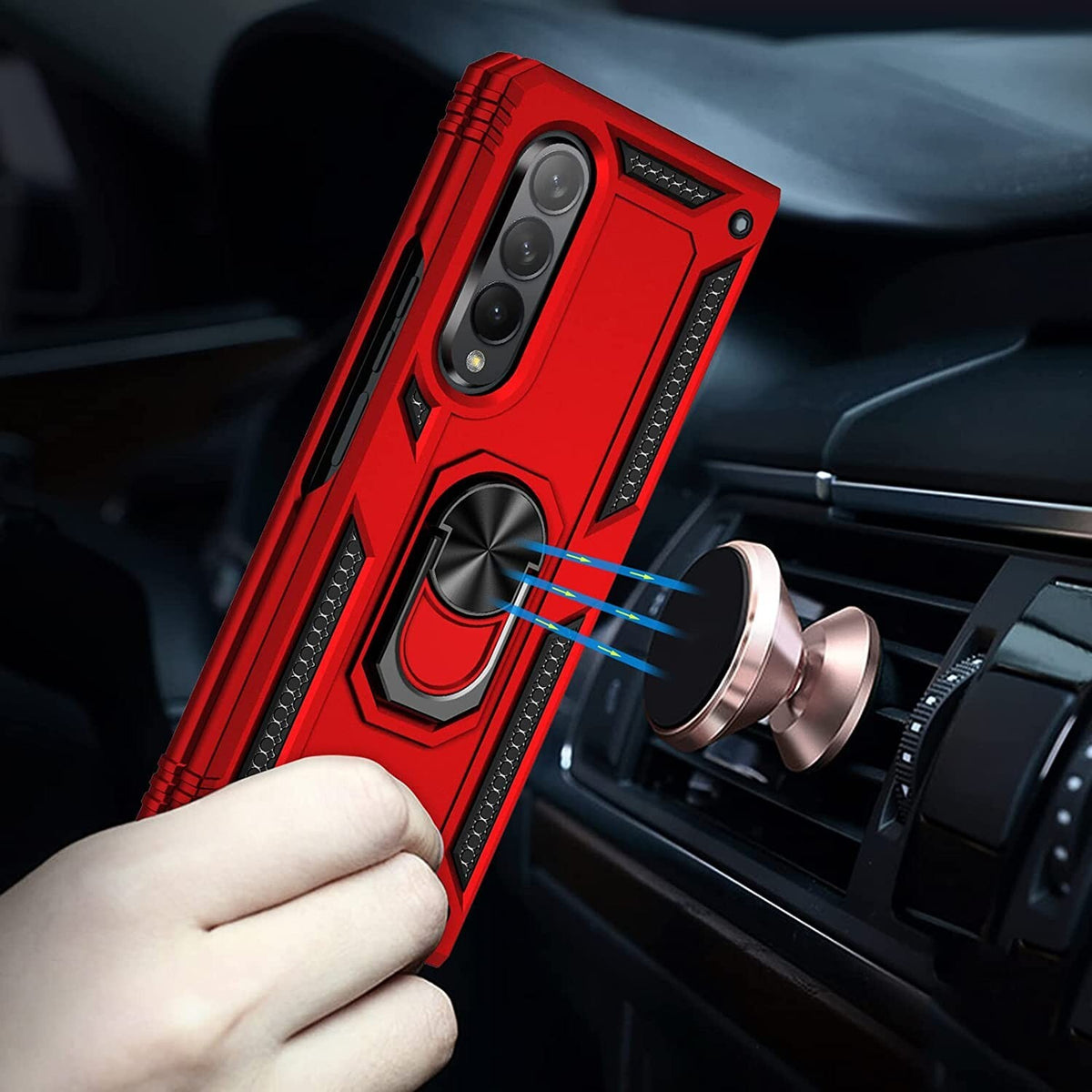For Samsung Galaxy Z Fold 6 5 4 3 Shockproof Rugged Armor Case Ring Stand Cover