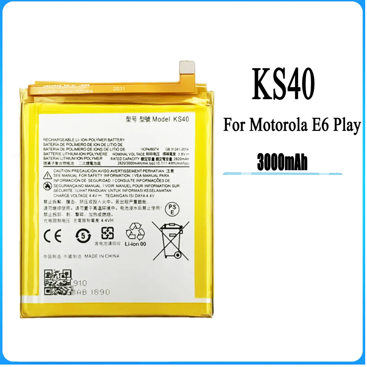 Battery Replacement for MOTOROLA MOTO E6 PLAY KS40XT2029-1 / 2750mAh
