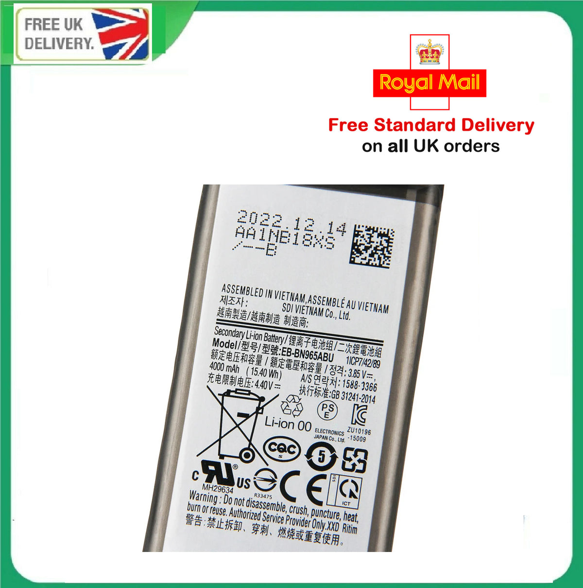 Battery For Samsung Galaxy Note 9 N960 EB-BN965ABU Replacement Internal Battery