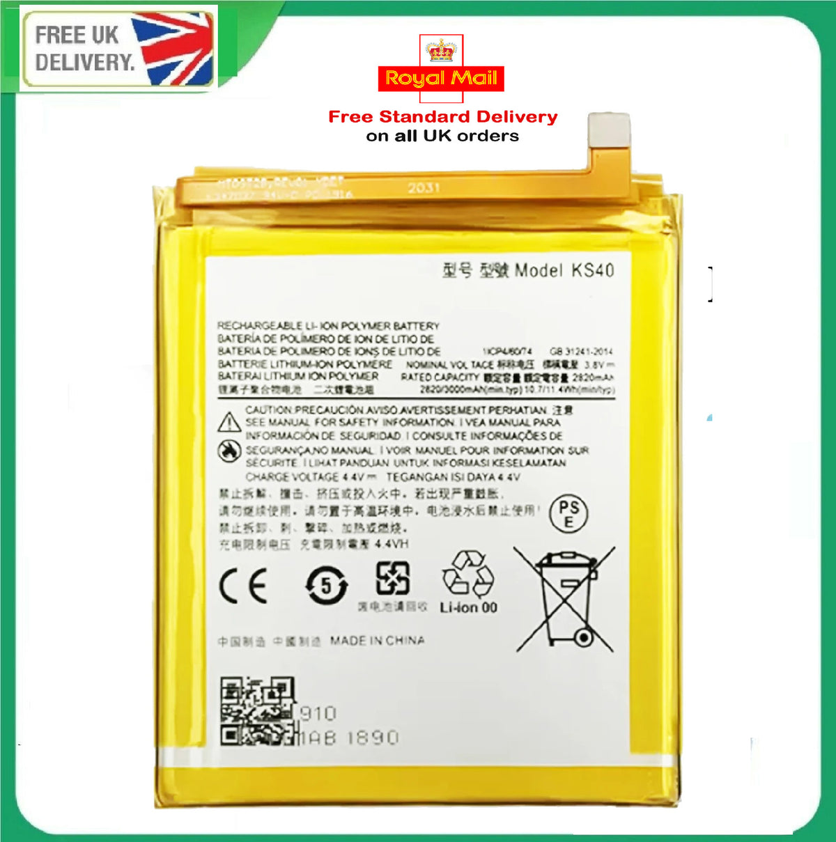 Battery Replacement for MOTOROLA MOTO E6 PLAY KS40XT2029-1 / 2750mAh