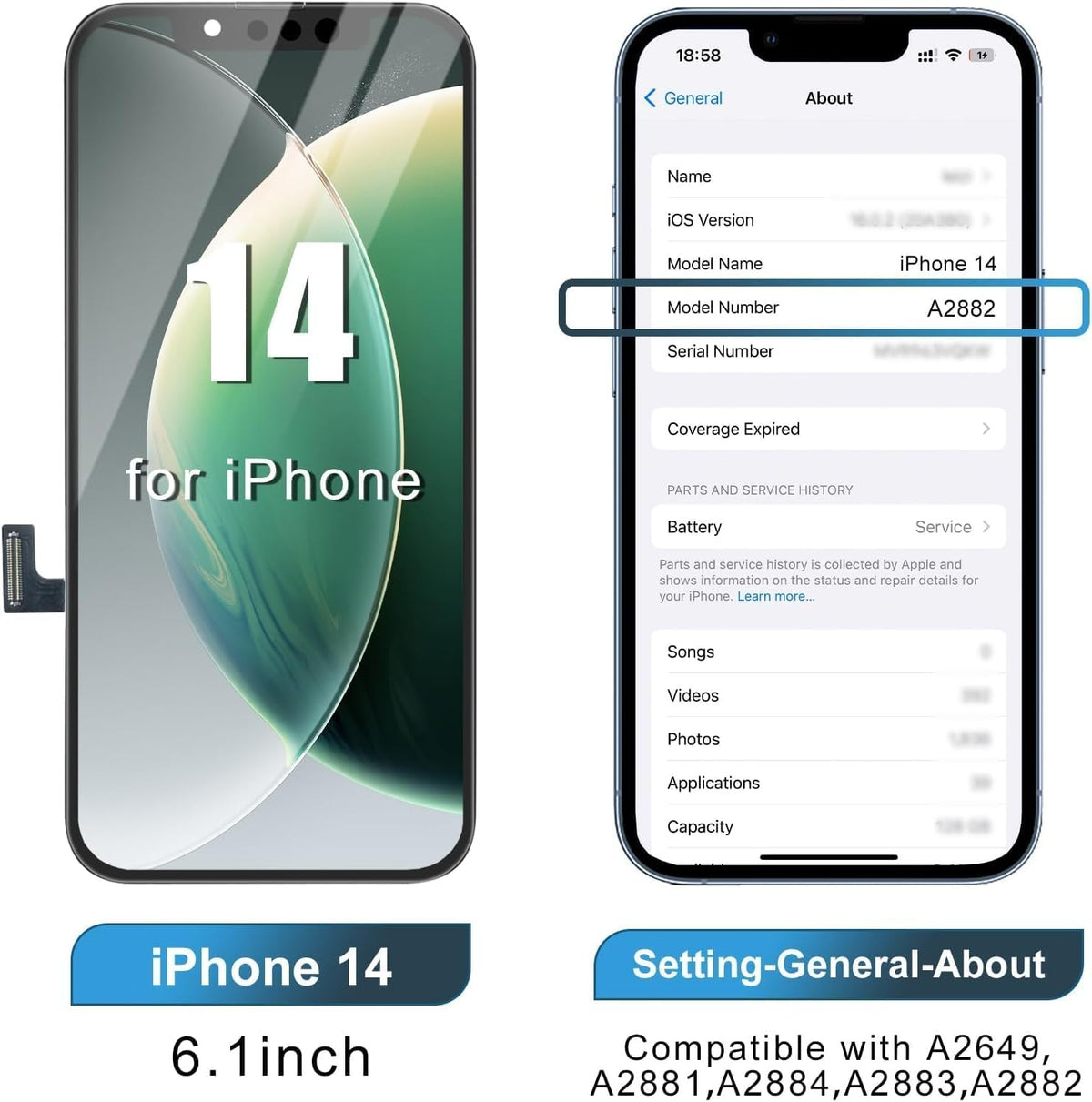 LCD For iPhone 14 Screen Replacement Digitizer Assembly HD Display For iPhone 14