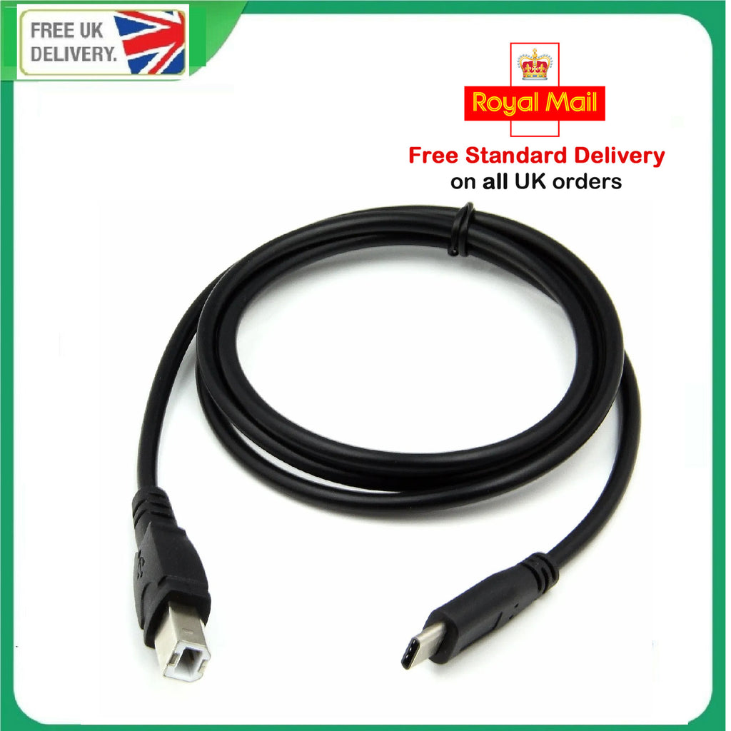 USB Type C to USB Type B Cable Lead For Printer HP Canon Brother Epson Phone 1m