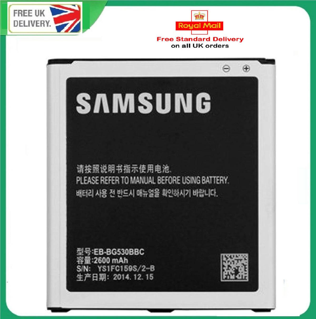FOR SAMSUNG EB-BG531BBE BATTERY FOR GALAXY J5 SM-J500 J320F J320M NFC 2600 mAh