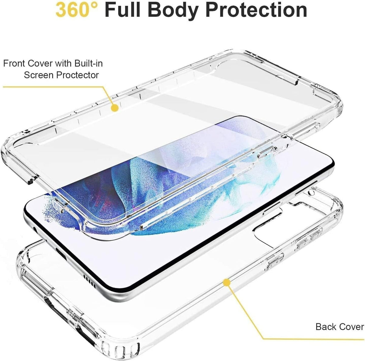 CLEAR FULL 360 Case for Samsung S22 S23 S24 FE Plus Ultra Shockproof Phone Cover