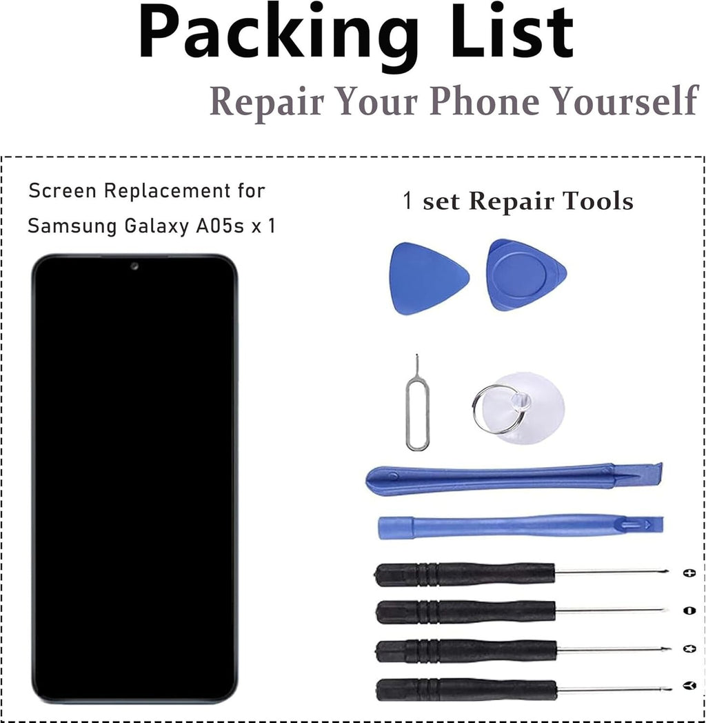 Samsung Galaxy A05s SM-A057F LCD Screen Digitizer Full Assembly Replacement