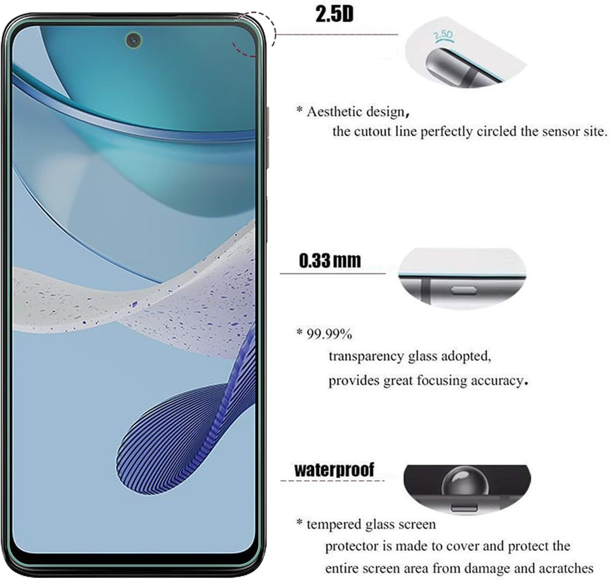 Gorilla Tempered Glass Screen Protector For Motorola Moto G54 5G, G14, G73