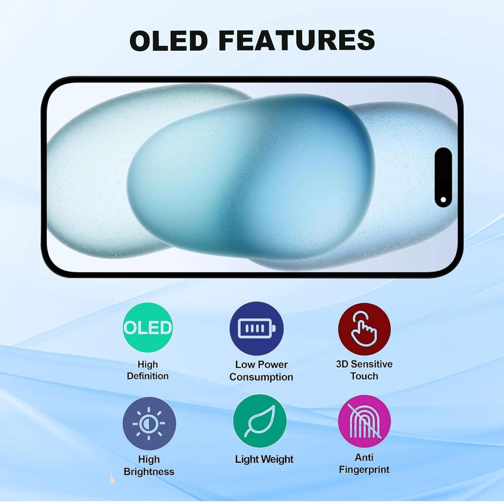 OLED Screen for iPhone 15 Replacement Screen 3D Touch Display SOFT OLED LCD