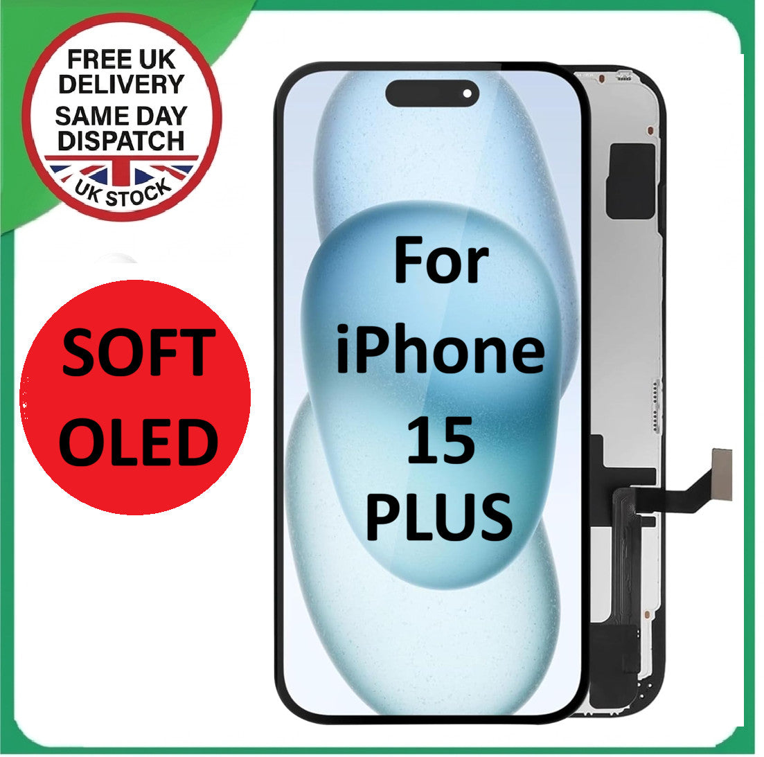 OLED Screen for iPhone 15 PLUS Screen 3D Touch Display SOFT OLED LCD