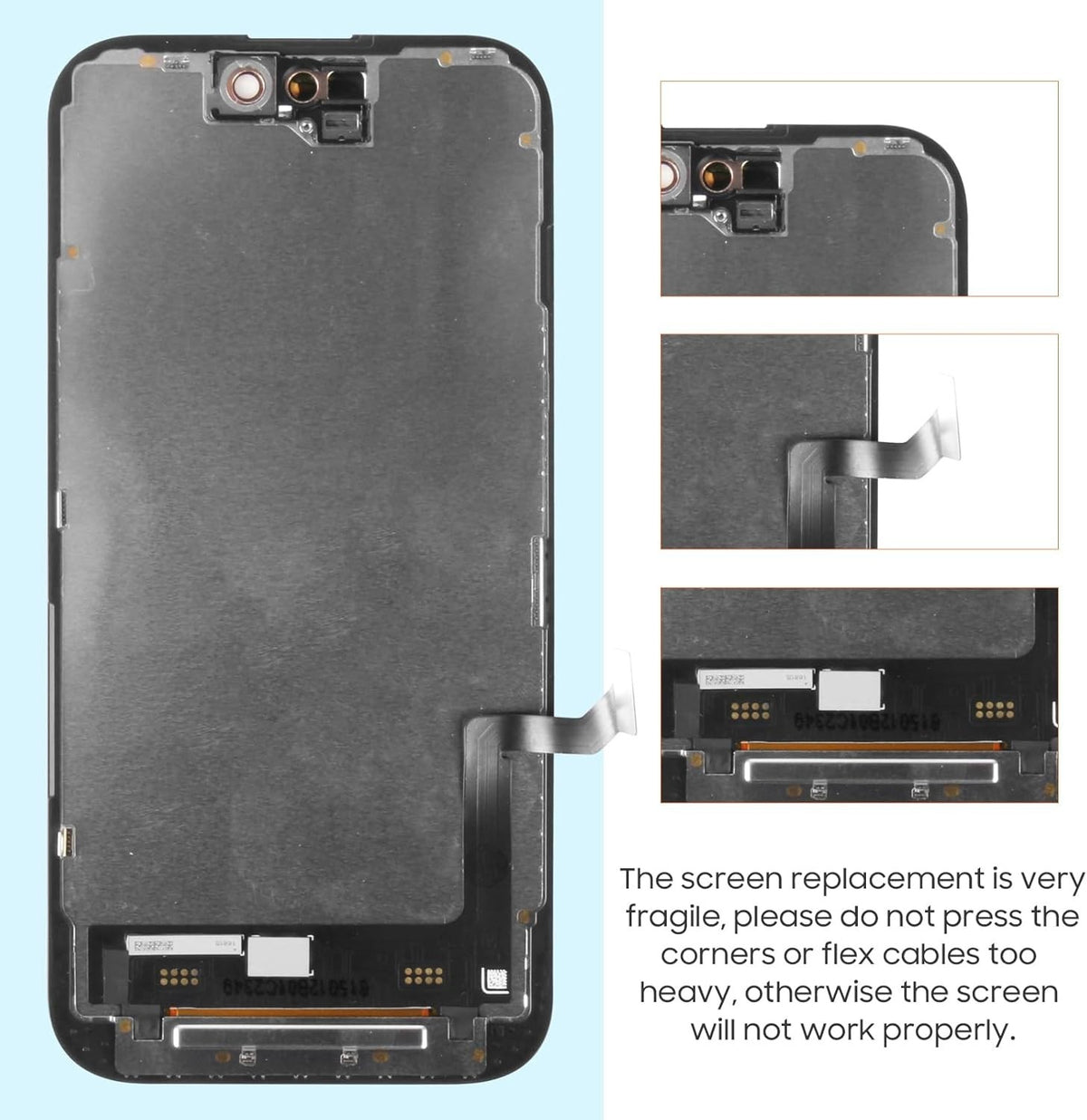 For iPhone 15 LCD COF Screen Replacement 3D Touch Digitizer Full HD 120Hz 6.1"